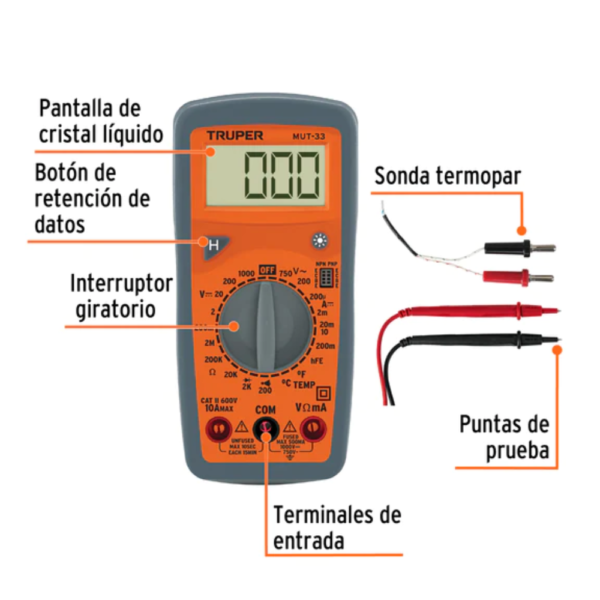 Multímetro Multitester Digital Truper Mut-33 - Imagen 4