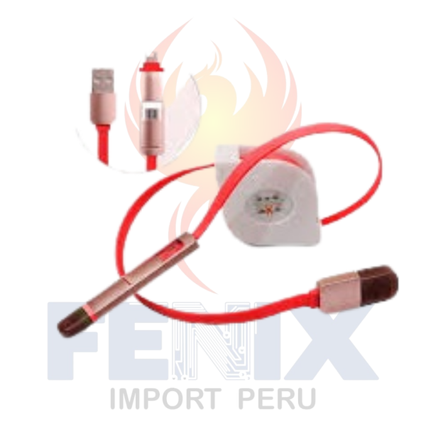 Cable Usb Retractil 2 En 1 Android (v8) Y iPhone