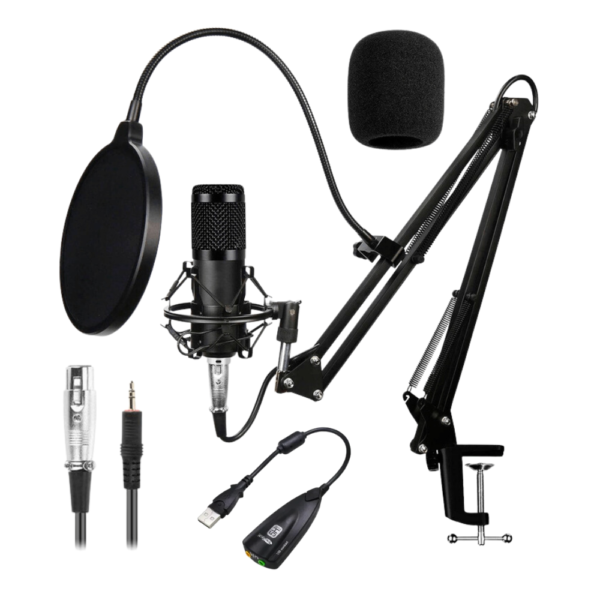 Microfono Condensador Profesional Kit para Entrevistas Streaming y Podcast