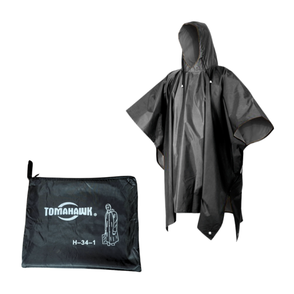 Poncho Impermeable Termosellado Grueso TOMAHAWK con Capucha y Broches