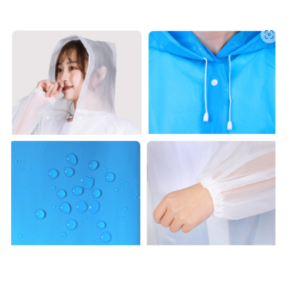 Poncho Para Lluvia Ligero Impermeable con Manga Capucha y Botones