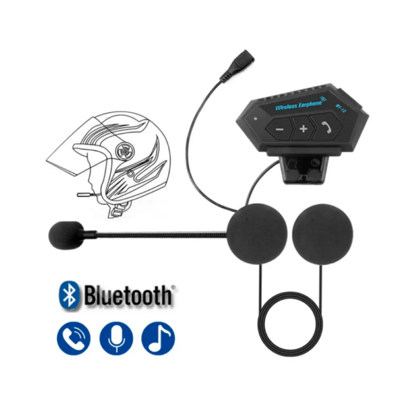 Auriculares Inalambricos Manos Libres Bluetooth para Casco de Moto BT-12 - Imagen 2