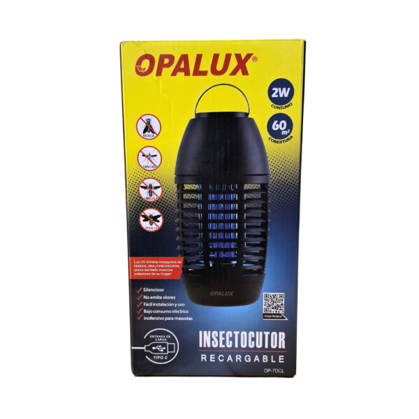 Insectocutor Recargable 2W 60M2 Opalux OP-7DCL - Imagen 2