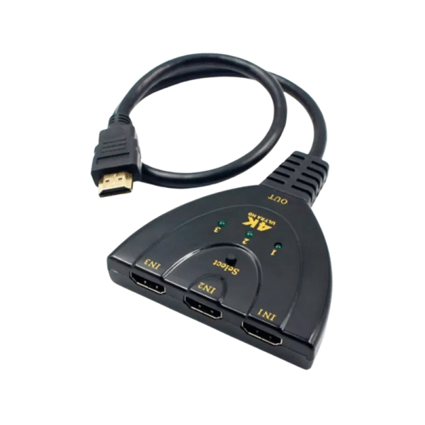 HDMI Switch 4K 3 x 1 Splitter con Cable Full HD 1080p Multiplicador
