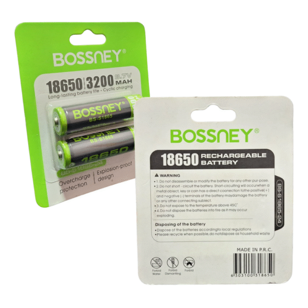 Baterias Recargables 18650 4.2v 3200mah Litio BOSSNEY BS-1865-24 - Imagen 2
