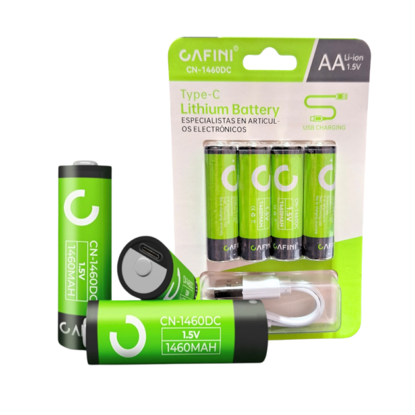 Pilas AA Recargables con Cable Tipo C CAFINI CN-1460DC x4 Unidades - Imagen 2