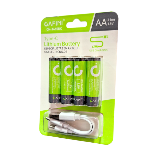 Pilas AA Recargables con Cable Tipo C CAFINI CN-1460DC x4 Unidades