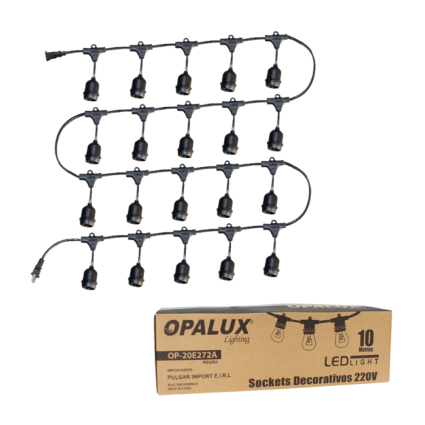 Guirnalda de 20 Sockets Colgantes Opalux E27 220V 10m - OP-20E27