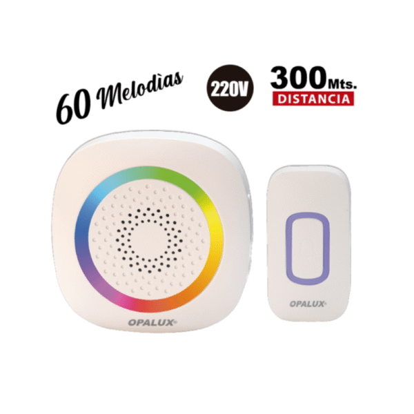 Timbre Inalambrico RBG 300 metros 60 Melodias Opalux OP-3895 - Imagen 2