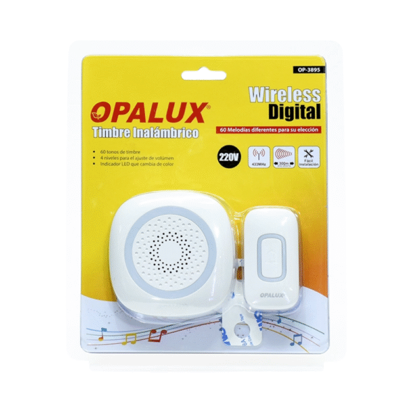 Timbre Inalambrico RBG 300 metros 60 Melodias Opalux OP-3895 - Imagen 3