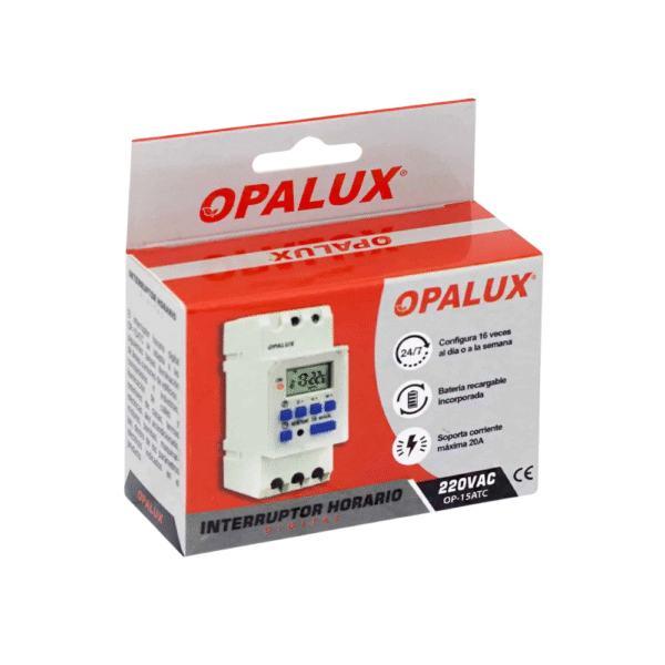 Interruptor Horario Digital Programamable Opalux OP-15ATC - Imagen 3