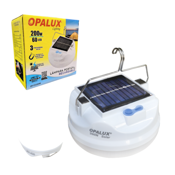 Lampara Portatil Colgante Solar Recargable 200W 60 Led OP-FD200W - Imagen 2