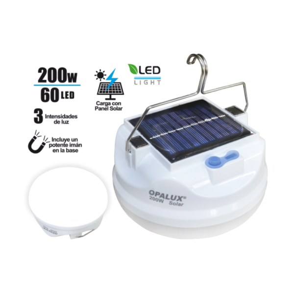Lampara Portatil Colgante Solar Recargable 200W 60 Led OP-FD200W - Imagen 3