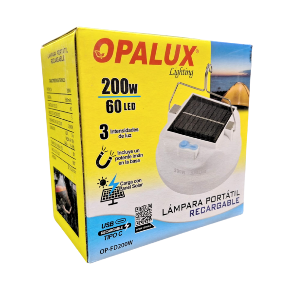 Lampara Portatil Colgante Solar Recargable 200W 60 Led OP-FD200W