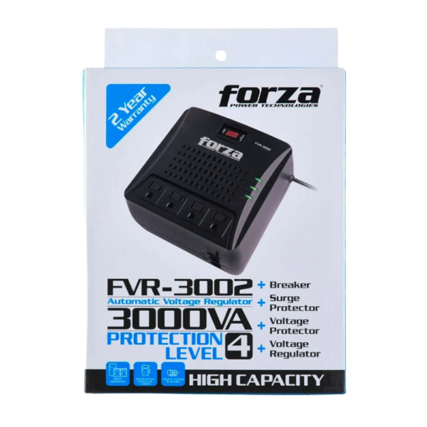 Estabilizador Forza Fvr-3002 4 Tomas/3000va/1500w 220v - Imagen 2